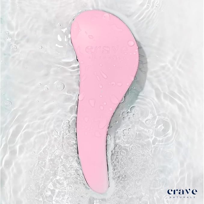 Crave Naturals Biggie Glide Thru Hair Brush - Detangler Brush for Curly, Straight, Wet or Dry Hair - Gentle Detangling Brushes for Adults, Kids, Toddlers - Hair Accessories for Women, 8.4"x3.4" - Pink