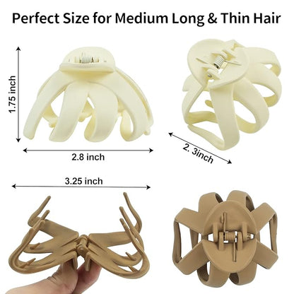 2.8 Inch Medium Octopus Hair Clips for Women, Matte Claw Clips for Thin Hair, Strong Hold Non-slip Spider Octopus Clip for Fine Hair Jaw Clips