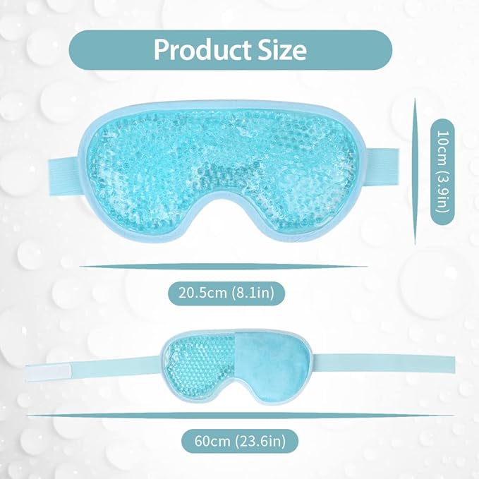 NEWGO Cooling Eye Mask for Puffy Eyes, Cold Eye Mask Eye Ice Pack for after Eyes Surgery, Tension Stress Relief, Itchy Eyes, Headaches, Dark Circles - Blue 2 Pack