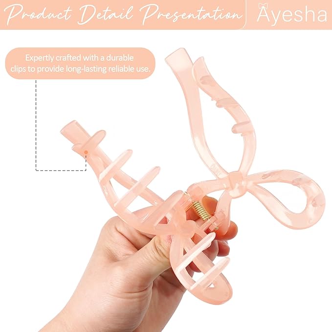 Ayesha Bows Claw Clips 3 Colors Hair Clips for Women Girls Bow Trend Claw Clips for All Hair Types