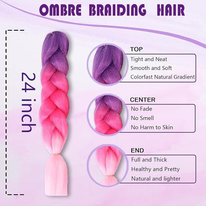Ombre Braiding hair synthetic Crochet braids twist 24inch 3pcs/lot 100g Ombre two three tone Jumbo braid hair extensions Dreadlocks