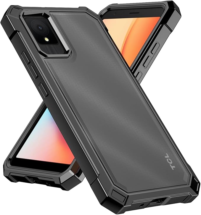 Ailiber for TCL K11 Case, TCL K11 T432W Case with Screen Protector, Dual Layer Shockproof Bumper, Clear Transparent Anti Yellowing, Military Grade Protection Cell Phone Cover-Black