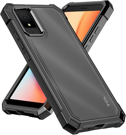 Ailiber for TCL K11 Case, TCL K11 T432W Case with Screen Protector, Dual Layer Shockproof Bumper, Clear Transparent Anti Yellowing, Military Grade Protection Cell Phone Cover-Black