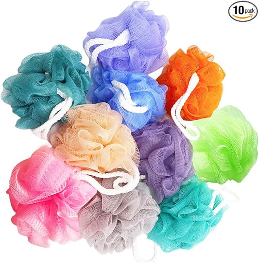 10 Pack of Bath Loofah Shower,Small Size Sponge Pouf Body Scrubber Exfoliator Scrubber Ball,Mesh Bath and Shower Sponge for Kids Women Men Body Wash Bathroom