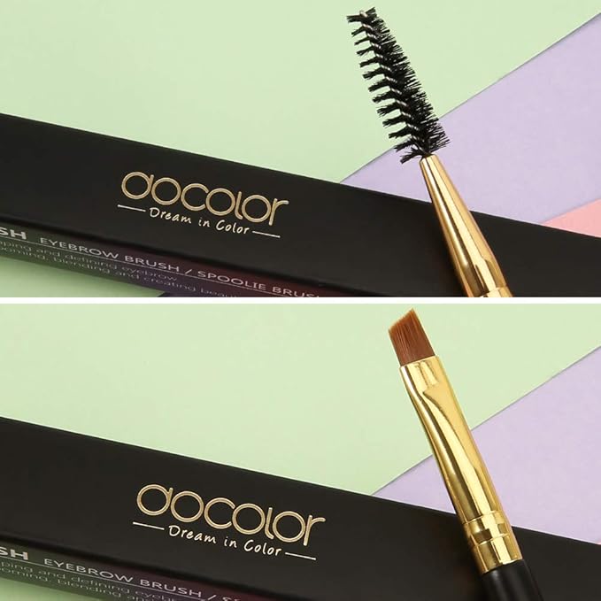 Docolor Duo Eyebrow Brush,Professional Angled Eye Brow Brush and Spoolie Brush Perfect for Lining and Shaping Brows, Spoolie for Brows or Lashes Black