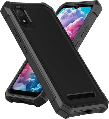 for Cloud Mobile Stratus C8 Case with Screen Protector,Full Body Protection Front PC Back Soft Silicone Bumper,Heavy Duty Protection Shockproof Phone Case for Cloud Mobile Stratus C8 Black