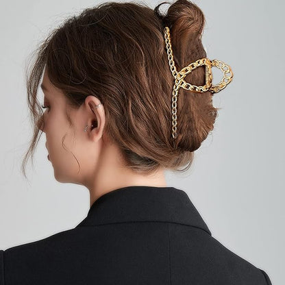 4 Pack Large Metal Hair Clips for Thin to Thick Curly Hair, 4.3 Inch Big Nonslip Gold Color Clamps, Perfect Fashion Jaw Claw Hair Styling Accessories for Women and Girls, Christmas Gifts
