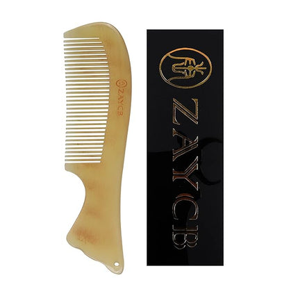 Horn Fine Tooth Comb - Anti-Static Hair Comb - Hair Styling Detangling Comb for Men, Women, and Kids - For All Hair Types