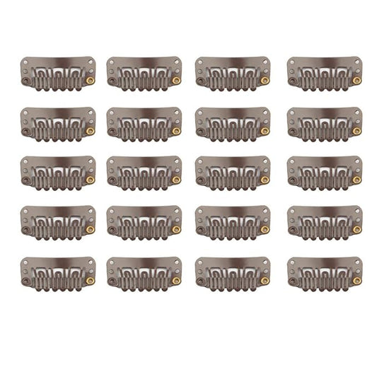 20 Pcs Stainless Steel U-Shape Snap Clips for Wigs, Hair Extensions, Hairpieces - Wig Accessories (Dark Brown)