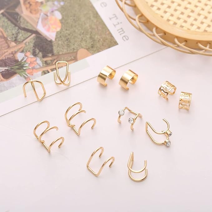 24 Pcs Gold Hair Braids Dreadlock, Non-Piercing Ear Clip Beard Beads Cuffs Clip Hair for Women Men Hair Accessories Styling Jewelry Tools