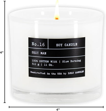 Lulu Candles | Sexy Man| Luxury Scented Soy Jar Candle | Hand Poured in The USA | Highly Scented Long Lasting (11 Oz.)