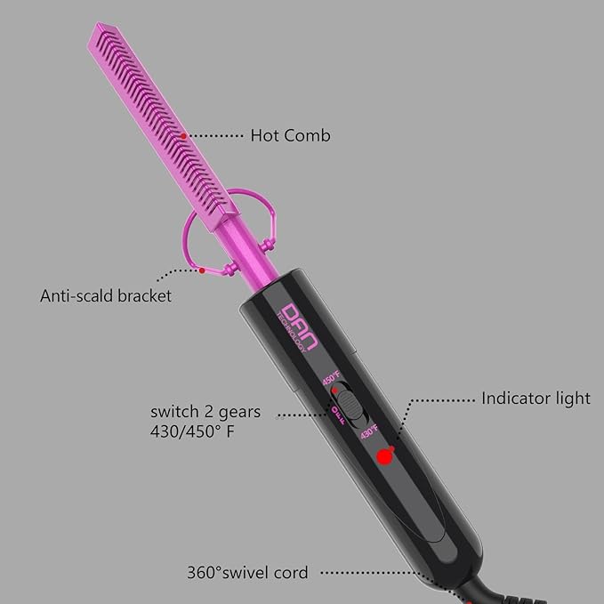 DAN Technology dan hot comb set hot comb +wig gule, red