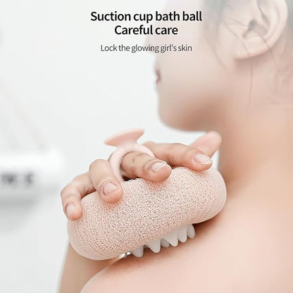 2-in-1 Sunflower Shower Sponge with Suction Cup | Exfoliating Bath Sponge for Soft Skin | Hypoallergenic & Eco-Friendly Body Scrubber for Spa-Like Luxury (Purple Meat Powder)