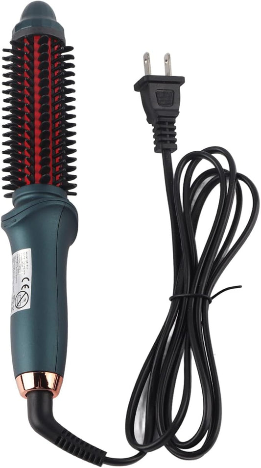 2 In 1 Curling Brush Straight Curly, Curling Iron Hair Dual Purpose Green Portable Thermostatic Electric Hair Brush US Plug 110V