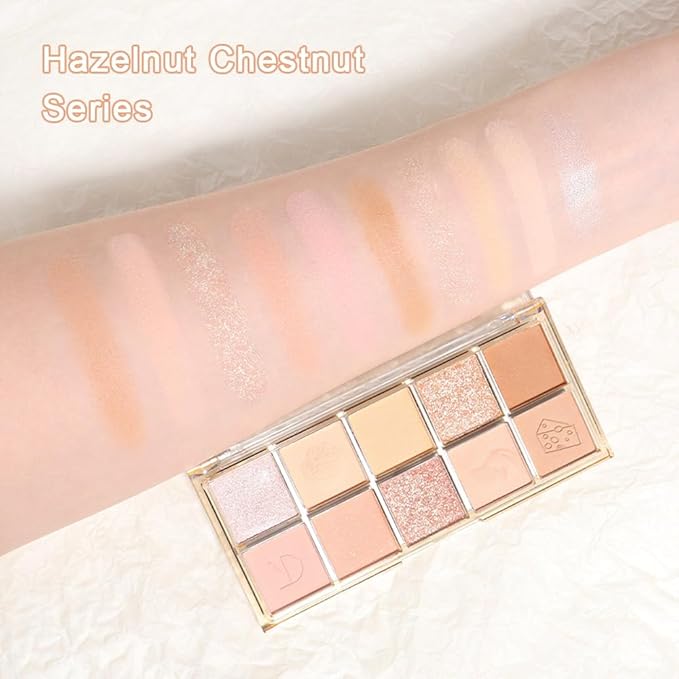 10Colors Nude Pink Rose Gold Colorful Eyeshadow Palette Makeup,Natural Neutral Highly Pigmented Eye Shadow,Naturing-Looking Long Lasting Waterproof Blendable Hypoallergenic Suitable for Beginners