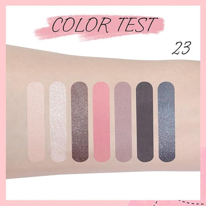 Seven Color Matte Shimmer Eyeshadow Makeup Palette,7 Black Gray Nude & Dark Pink Dark Purple Dark Blue Series Silky Pressed Powder Eye shadow, Daily Prom Makeup Eyeshadow Box, Vegan & Cruelty-Free 23#