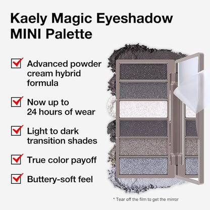 Kaely 6 Color Mini Black Smoky Eyeshadow Palette Makeup, Highly Pigmented Eye Shadow Palette Waterproof, Glitter Shimmer Eye Shadow Palette, paleta de sombras de ojos, Vegan & Cruelty-free, 02
