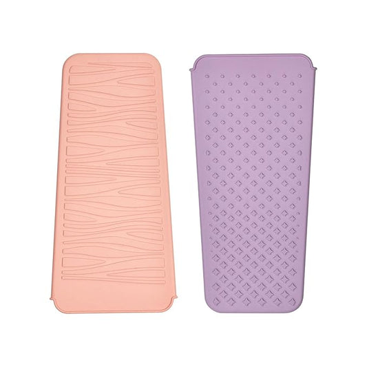 Heat Resistant Travel Mat Pouch for Hair Styling Tools - Straighteners, Curling Wands, Flat & Waving Irons (Roman Pink & Misty Mauve) - 2 Pack