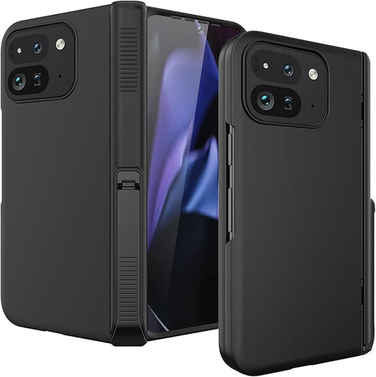 Miimall Slim Cases for Google Pixel 9 Pro Fold Phone Case,[Invisive Kickstand & Drop Protection] Full Body Anti Scratch Slim Thin Drop Proof Cover Phone Case for Google Pixel Fold 2, Matte Black