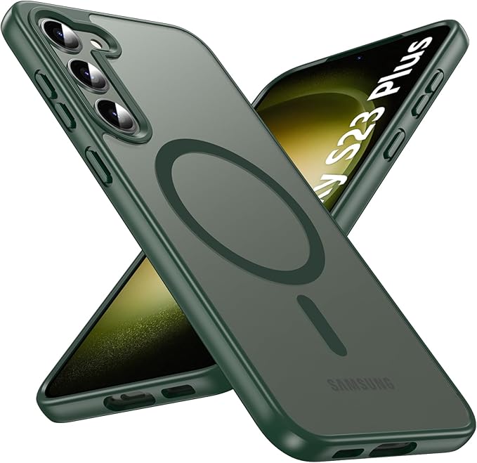 OWKEY for Samsung Galaxy S23 Plus Case 6.6'', Magnetic S23 Plus Case Compatible with Magsafe, [Military Grade Shockproof] Translucent Back Slim Bumper Cover Phone Case Galaxy S23 Plus case, Green