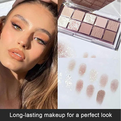 10Colors Light Brown Nude Silver Eyeshadow Palette Makeup,Natural Neutral Highly Pigmented Eye Shadow,Naturing-Looking Long Lasting Waterproof Blendable Hypoallergenic Suitable for Beginners