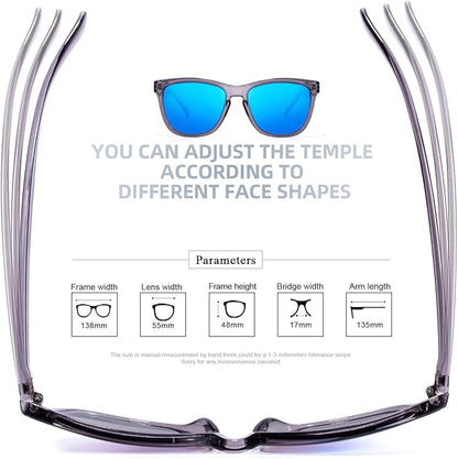 COLOSSEIN Sunglasses Womens,Classic Square Frame UV400 Mirrored Lens,Sunglasses Fit For Beach,Vacation,Driving