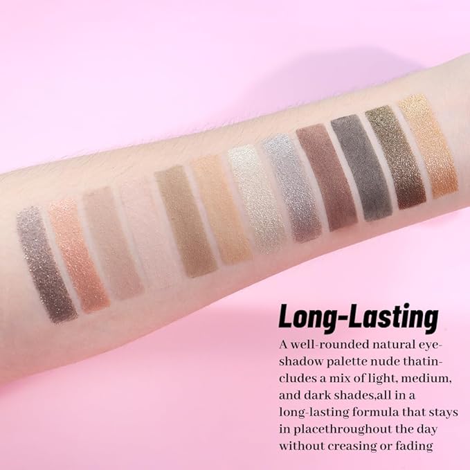 Neutral Smokey Eye Shadow Palette,Nude Silver Gray Black Cream Eyeshadow Palette,Make Up Pallets for Women Highly Pigmented Natural Eyeshadow for Eyes Long Lasting Naturing-Looking,Blendable,Vegan
