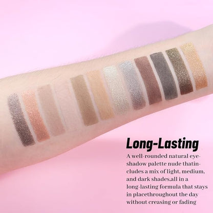 Neutral Smokey Eye Shadow Palette,Nude Silver Gray Black Cream Eyeshadow Palette,Make Up Pallets for Women Highly Pigmented Natural Eyeshadow for Eyes Long Lasting Naturing-Looking,Blendable,Vegan