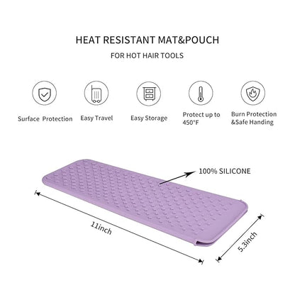 Heat Resistant Travel Mat Pouch for Hair Styling Tools - Straighteners, Curling Wands, Flat & Waving Irons (Roman Pink & Misty Mauve) - 2 Pack
