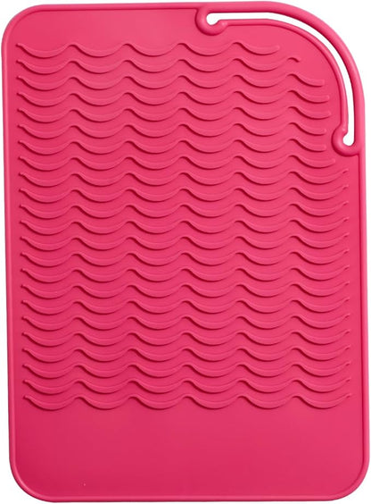 Oneleaf Portable Heat Insulated Silicone Mat – Designed for Curling & Flat Irons, Hair Straighteners – Versatile and Durable Heat Resistant Silicone Pouch for Hair Styling Tools-Pink