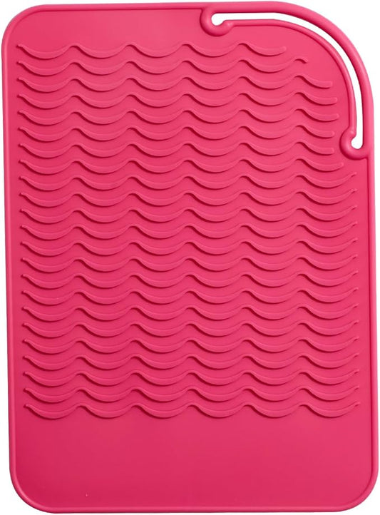 Oneleaf Portable Heat Insulated Silicone Mat – Designed for Curling & Flat Irons, Hair Straighteners – Versatile and Durable Heat Resistant Silicone Pouch for Hair Styling Tools-Pink