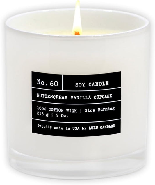 Lulu Candles | Buttercream Vanilla Cupcake | Luxury Scented Soy Jar Candle | Hand Poured in The USA | Highly Scented & Long Lasting (9 Oz.)