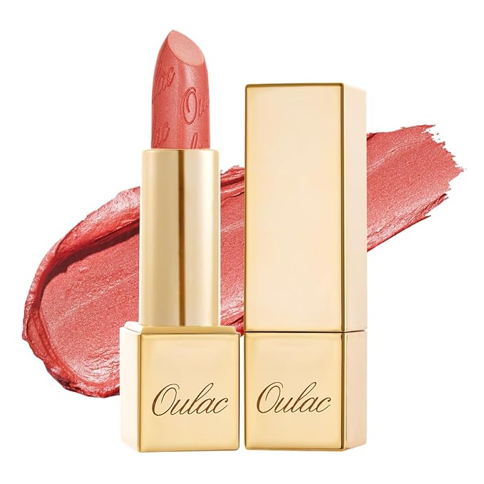 Oulac Coral Pink Lipstick for Women with Metallic 3D Shine Lightweight Hydrating Formula, High Impact Lip Color, Vegan Beauty, Full Coverage Lip Makeup, Christmas Gifts for Women, Nemo Go Home(06)