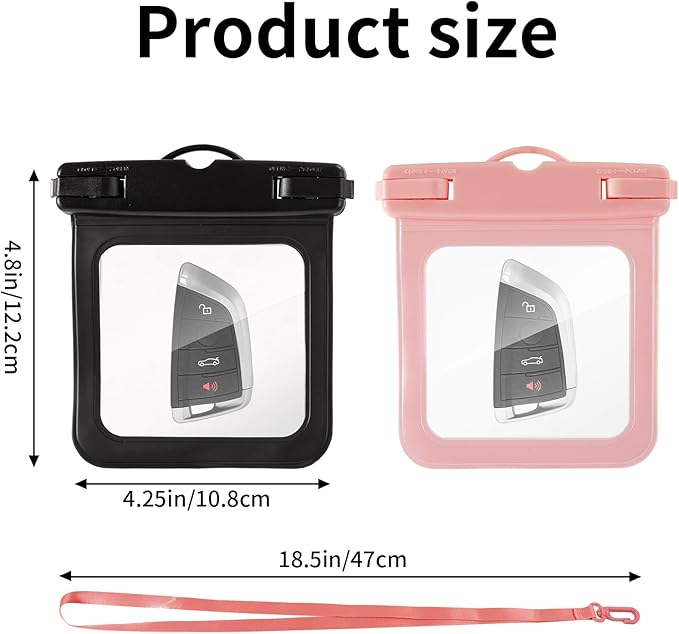 2 Pack Submersible Waterproof Wallet Dry Car Key Fob Case Bag,Swimming Surfing Water Sports Small Waterproof Pouch Holder for Door Ship Card Credit ID Card Driver Fishing License Cash Coins