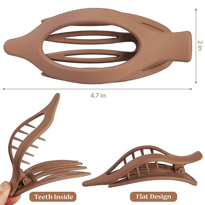 Flat Hair Clip 6 pcs Lay Down Claw Clips Hair Accessories for Women -Transparent