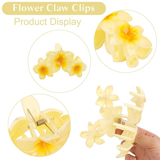 4PCS Cute Large Hair Clips for Thick Hair, Strong Hold Flower Beach Hair Accessories for Women and Girls (Colorful)