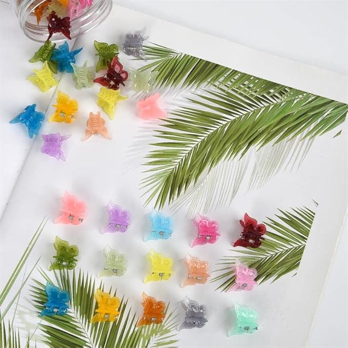 50 Pieces Butterfly Hair Clips Jelly Color Mini Clips , Beautiful Accessories for Women and Girls with Box Packaged , 15 Matte Candy Colors