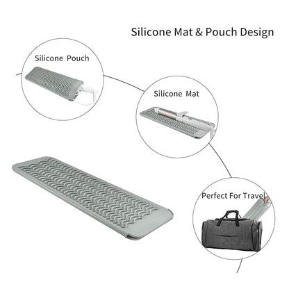 Heat Resistant Travel Mat Pouch for Hair Straighteners, Crimping Irons, Curling Wands, Flat Irons and Hair Styling Tools (1 Pack, Gray)