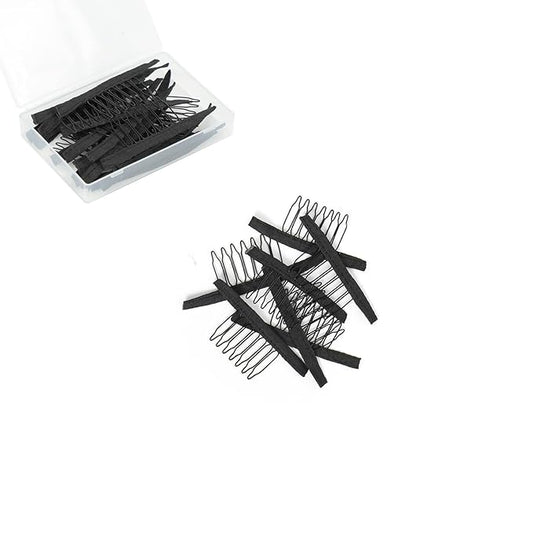 50 Pieces Wig Combs Wig Clips Wig Combs to Secure Wig 7-teeth Wig Accessories Tools For Making Wig Caps Wig Comb (Black,50 Pcs)