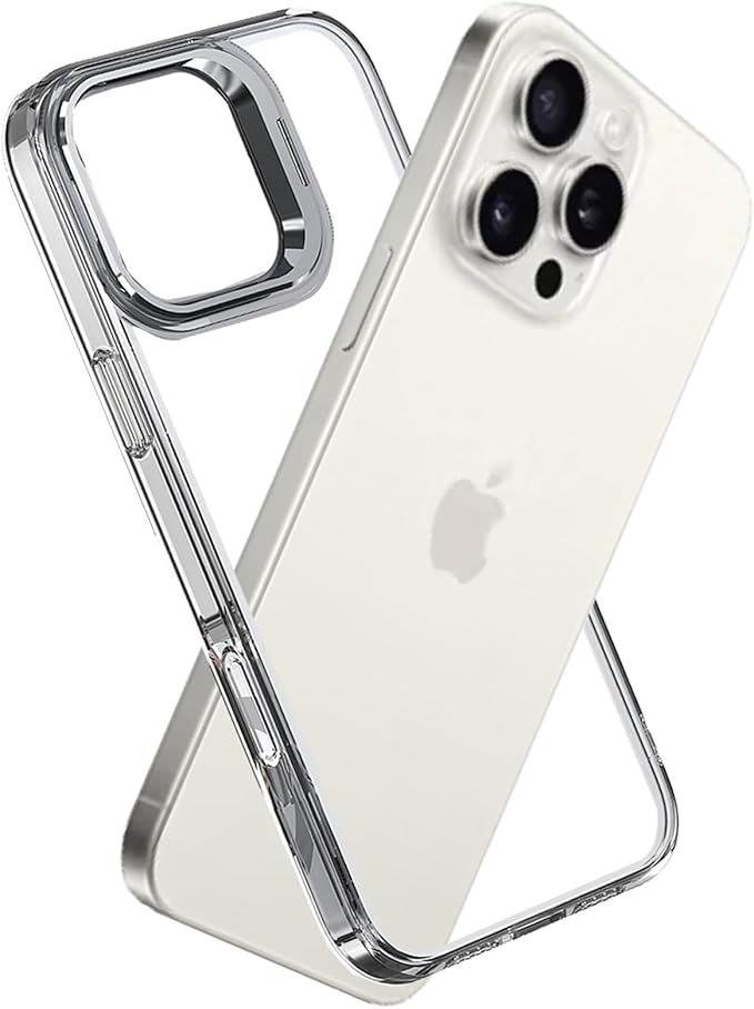 for iPhone 16 Pro Max Bumper Case Backless, Built-in Camera Cover & Kickstand Function Slim Fit No Back TPU Bumper Frame Compatible with MagSafe Shockproof (Clear)