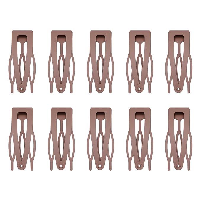 10 Pcs Double Grip Hair Clips, Sightor Metal Snap Hair Clips Hair Barrettes for Women Hair Making Salon Supplies Hair Accessories (Brown)