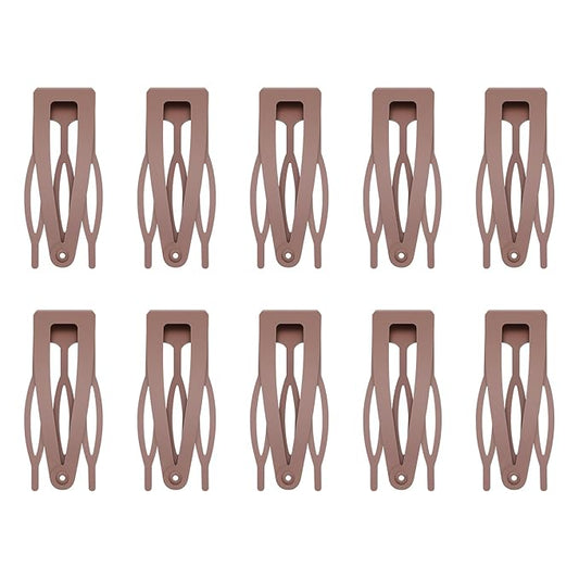 10 Pcs Double Grip Hair Clips, Sightor Metal Snap Hair Clips Hair Barrettes for Women Hair Making Salon Supplies Hair Accessories (Brown)