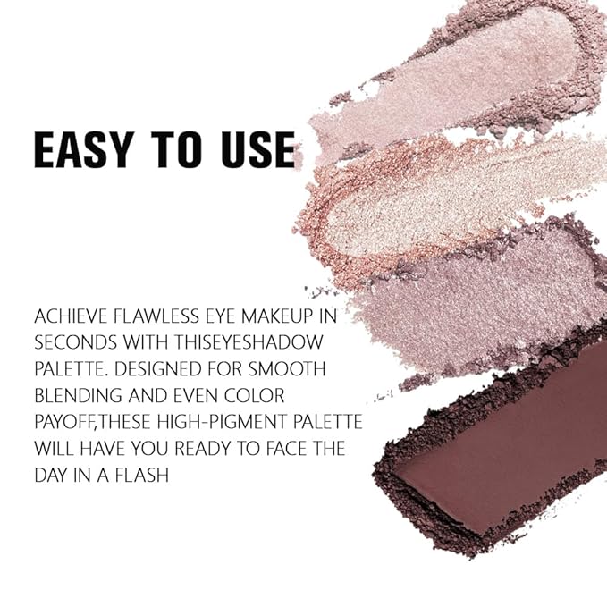 4 Colors Champagne Rose Gold Lavender Deep Brown Eye Shadow Palette Makeup, Neutral Matte Shimmer Eyeshadow Palette for Women Highly Pigmented Waterproof, paleta de sombras de ojos, Vegan&Cruelty-free