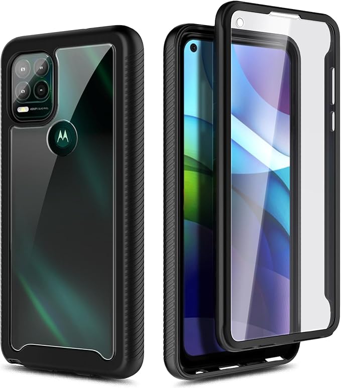 NZND for Motorola Moto G Stylus 5G Case with [Built-in Screen Protector], [16FT Military Grade Drop Tested] Full-Body Protective Shockproof Rugged Bumper Case for Stylus 5G 2021 (Black)