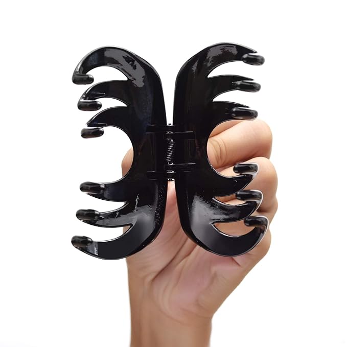 4 Inch Hair Claw for Women, Pretty Clip, Grip for Thick Hair, Black