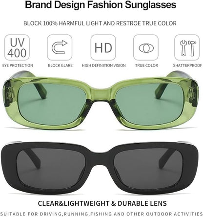 Dollger Rectangle Sunglasses for Women Men Trendy Retro Fashion Sunglasses UV 400 Protection Square Fram