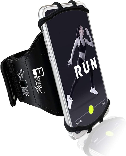 RevereSport Universal iPhone Running Armband (16/15/14/13/12/11/10/X/XR/SE/Plus/Max/Pro). Phone Holder Case