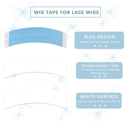 40pcs Wig Tape for Wigs Double Sided Waterproof Lace Wigs Adhesive, Tapes Strips for Lace Front Wig Toupee, Hairpiece Wig Tapes Wig Tape for Hair Extension with Wax Stick Edge Control Wax