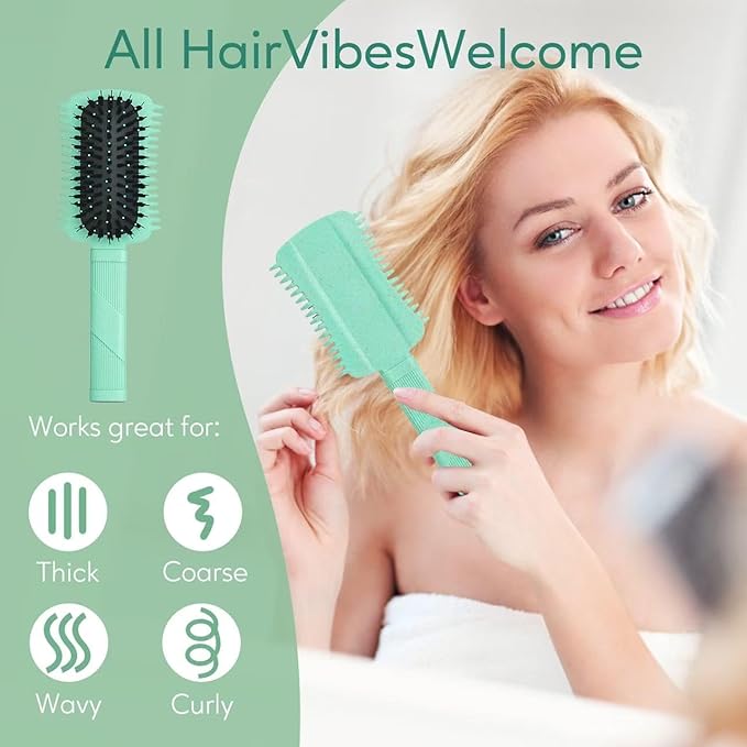 Curly Hair Brush Defining, Volume Curl Defining Brush for Effortlessly Detangling Shaping and Styling Women's Curls, Reduce Pulling (Green 1PC)
