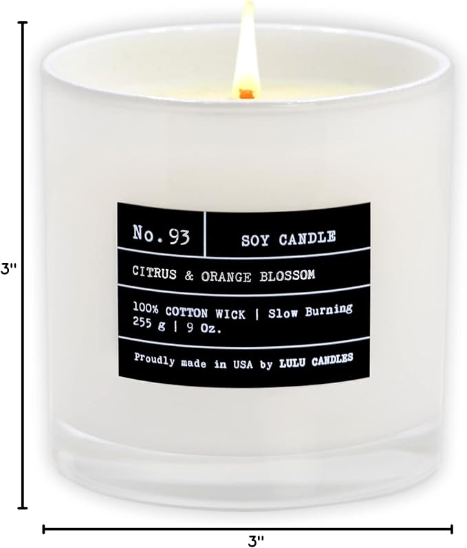 Lulu Candles | Citrus & Orange Blossom | Luxury Scented Soy Jar Candle | Hand Poured in The USA | Highly Scented & Long Lasting (9 Oz.)